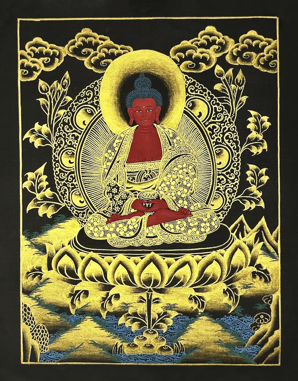 Amithabh Buddha Thangka, Golden